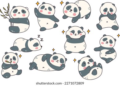 Cute panda illustration vector pack