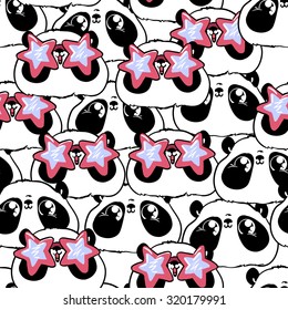 Cute panda illustration vector seamless