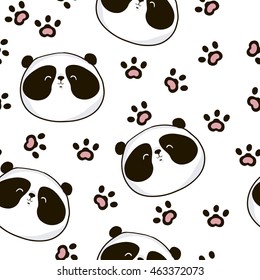 Cute panda illustration vector. Panda seamless