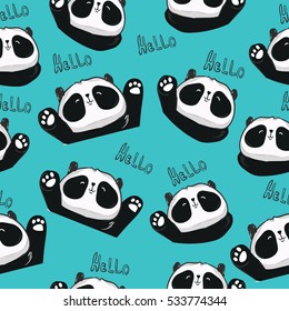Cute panda illustration vector. Panda seamless