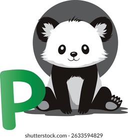 cute panda with initial letter P