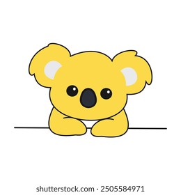 Cute panda isolated background in yellow