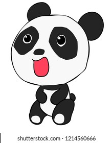Cute panda isolated on white background
