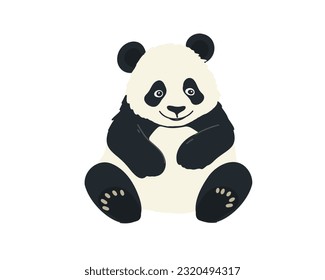 
Panda de corte aislado en fondo blanco, ilustración vectorial