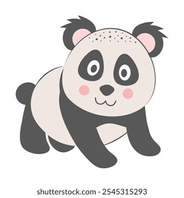 Cute panda isolated on white background. Cartoon nursery art baby character.