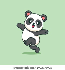 Cute panda jumping cartoon design