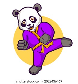 Cute Panda Karate, Funny Mascot Vector Illustration