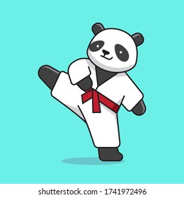 Cute Panda Karate Vektor Icon Illustration. Tierbildkonzept isolierter Premium-Vektor