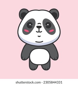 Cute panda kawaii cartoon icon vector illustration