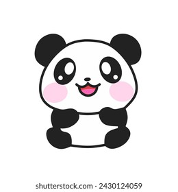 cute panda in  kawaii style. vector illustration. Panda isolated on white background.