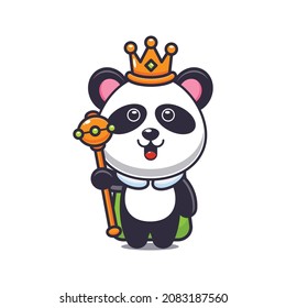 Cute panda king. Cute cartoon animal illustration.