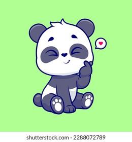 Cute Panda With Korean Love Sign Hand Cartoon Vector Icon Illustration. Animal Love Icon Concept Isolated Premium Vector. Flat Cartoon Style