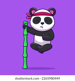 Cute Panda Kungfu Meditation Cartoon Vector Icons Illustration. Flat Cartoon Concept. Suitable for any creative project.