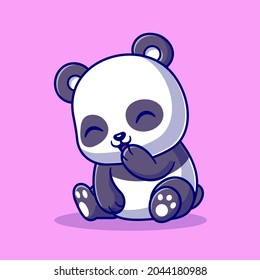 Cute Panda Laughing Cartoon Vector Icon Illustration. Animal Nature Icon Concept Isolated Premium Vector. Flat Cartoon Style svg