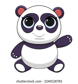 Cute Panda Laughing Cartoon Vector Icon Illustration. Animal Nature Icon Concept Isolated Premium Vector. Flat Cartoon Style