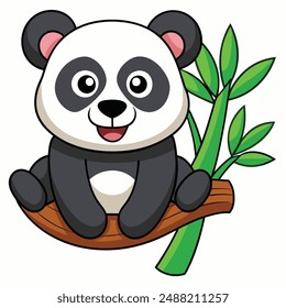 Cute Panda Laughing Cartoon Vector Kawaii Icon. Animal Nature Illustration