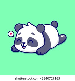 Cute Panda Lay on Floor Cartoon Vector Icon Illustration. Animal Nature Icon Concept Isolated Premium Vector. Flat Cartoon Style