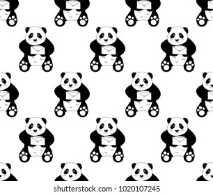 Cute Panda with Letter on White Background. Vector Illustration.