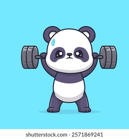 Cute Panda Lifting Barbell Cartoon Vector Icon Illustration. 
Animal Sport Icon Concept Isolated Premium Vector. Flat 
Cartoon Style 