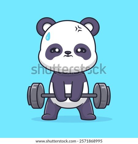 Cute Panda Lifting Barbell Cartoon Vector Icon Illustration. 
Animal Sport Icon Concept Isolated Premium Vector. Flat 
Cartoon Style 