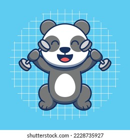 Cute panda lifting weights vector illustration