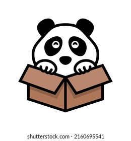 Cute panda is liked by many people. Logo design vector template