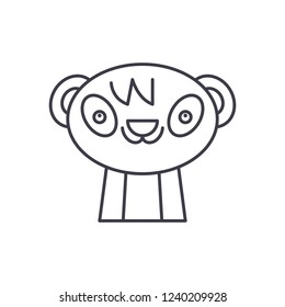Cute panda line icon concept. Cute panda vector linear illustration, symbol, sign