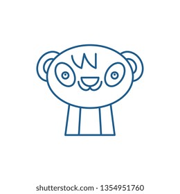 Cute panda line icon concept. Cute panda flat  vector symbol, sign, outline illustration.