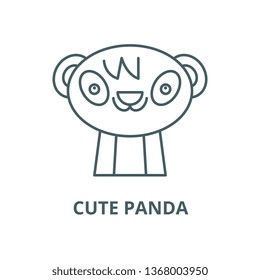 Cute panda line icon, vector. Cute panda outline sign, concept symbol, flat illustration