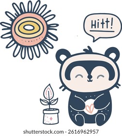 cute panda little sun vector