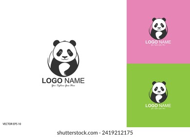 cute panda logo character icon vector