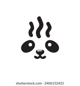 cute panda logo design with flowing hair