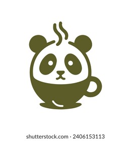 A cute panda logo design is on the cup