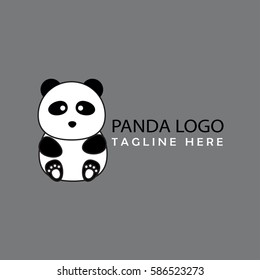 Cute panda logo design template
