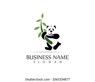 Cute panda logo design vector illustration