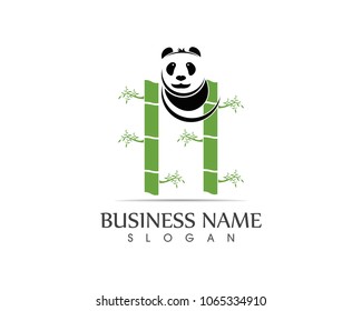 Cute panda logo design vector illustration