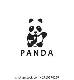 Cute panda logo design vector illustration.