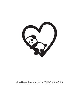cute panda logo icon ,tattoo love