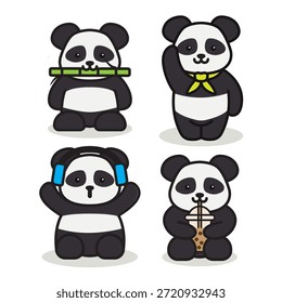Linda mascota del logotipo de Panda. Conveniente para la ilustración, la etiqueta engomada, o scrapbooking