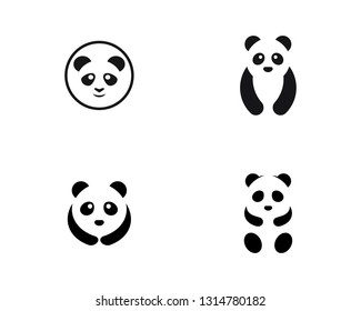 Cute panda logo template vector icon illustration design 