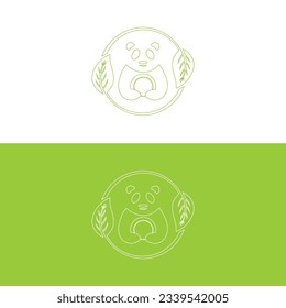 Cute panda logo template vector icon illustration design,panda logo template, Panda's head.