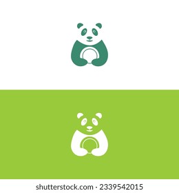 Cute panda logo template vector icon illustration design,panda logo template, Panda's head.