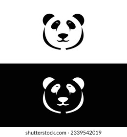 Cute panda logo template vector icon illustration design,panda logo template, Panda's head.