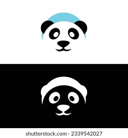 Cute panda logo template vector icon illustration design,panda logo template, Panda's head.