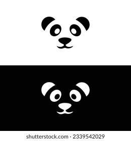 Cute panda logo template vector icon illustration design,panda logo template, Panda's head.