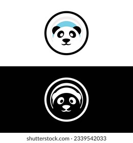 Cute panda logo template vector icon illustration design,panda logo template, Panda's head.