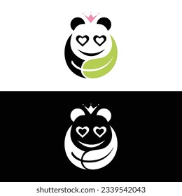 Cute panda logo template vector icon illustration design,panda logo template, Panda's head.