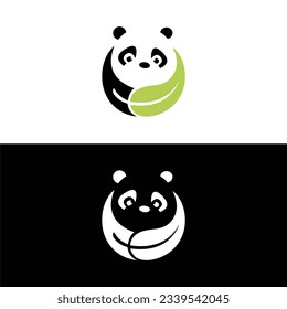Cute panda logo template vector icon illustration design,panda logo template, Panda's head.