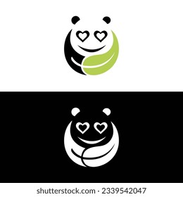 Cute panda logo template vector icon illustration design,panda logo template, Panda's head.