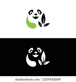 Cute panda logo template vector icon illustration design,panda logo template, Panda's head.